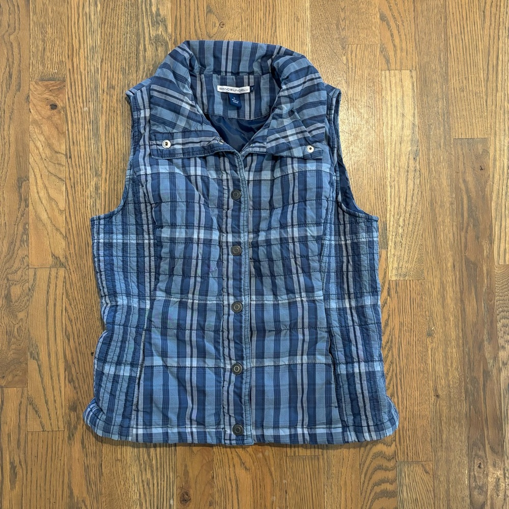 Bandolino Blu Plaid Quilted Puffer Vest
